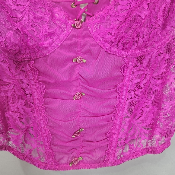 Urban Outfitters Pink Lace Corset with Underwire Support XL - Picture 3 of 8